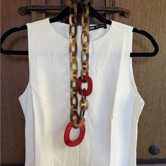 Zara Off White Sleeveless Midi Dress a use XS, M, L - Picture 3 of 8